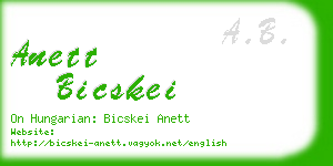 anett bicskei business card